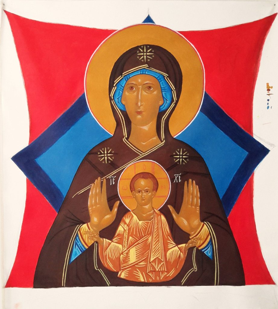Peinture murale en cours de réalisation d'aprés un modèle russe du 15ème siécle